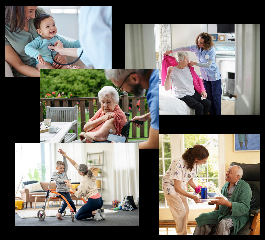 Healthcare professionals caring for patients